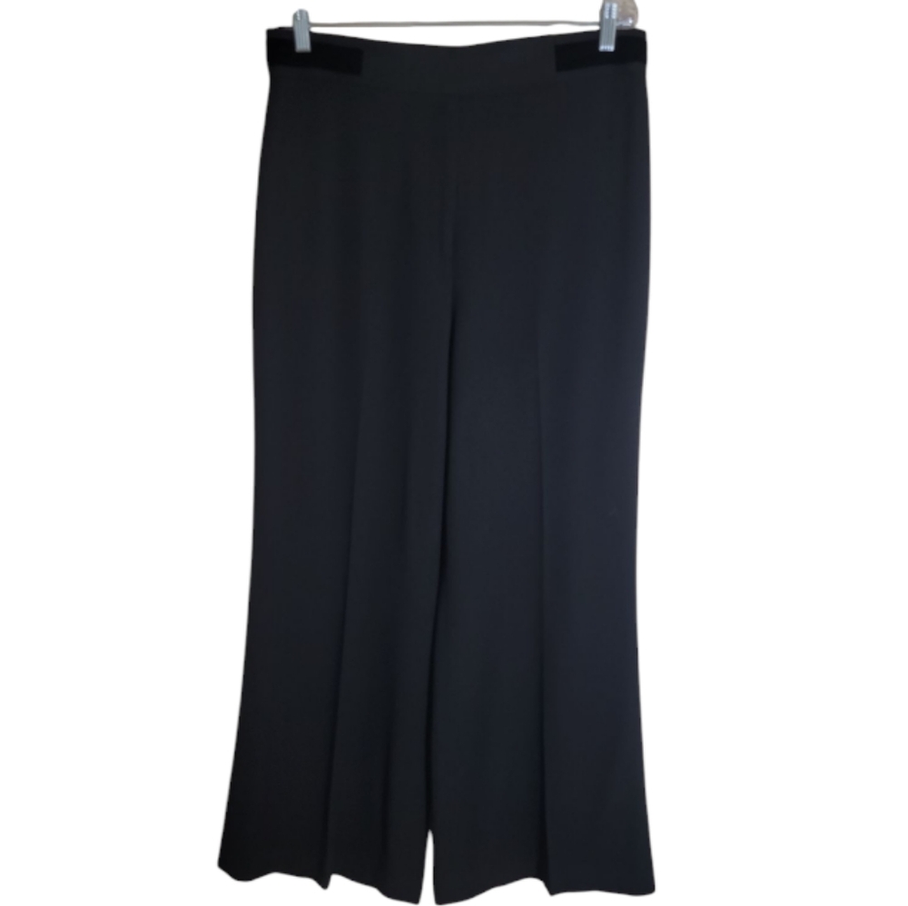 Nine West black wide leg dress pants high rise trousers women's plus size 14